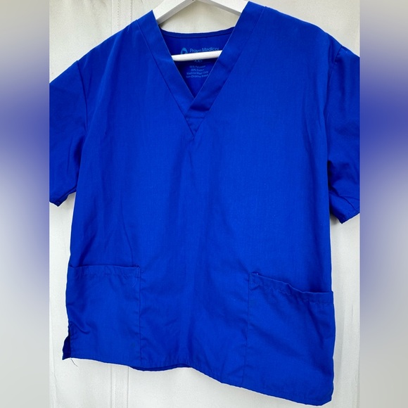 Prism Medical Scrub Top Blue Short Sleeve Pockets V-Neck Nurse Unisex Size XXS - Picture 3 of 9